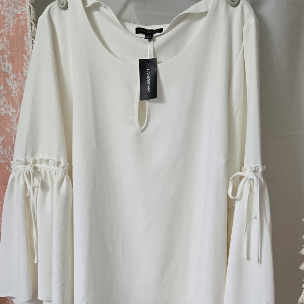 Lane Bryant Cream Bell Sleeve Blouse